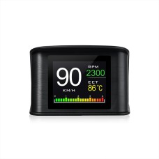 P10 HUD 2,2 дюйма CAR OBD2 SMART Digital Meter с Multi-Color, Speed ​​& RPM & RPM и температурой воды и потреблением масла и расстоянием вождения / времени и напряжения, над скоростью тревоги, тревоги низкого напряжения, километры и переключение миль, фун