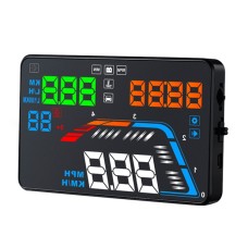 Q700 OBD2 HUD 5.5 inch Car Head Up Display Security System with Multi-color LED, Speed & RPM & Water Temperature & Oil Consumption & Driving Distance / Time & Voltage Display, Over Speed Alarm, Low Voltage Alarm, Kilometers & Miles Switching
