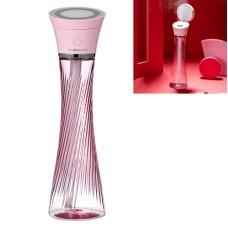 USB Car Transparent Magic Tower Small Waist Humidifier with Vanity Mirror & LED Light, Capacity: 250mL(Pink)