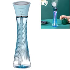 USB Car Transparent Magic Tower Small Waist Humidifier with Vanity Mirror & LED Light, Capacity: 250mL(Blue)