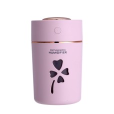 SQT-Q44 USB Mini Four-leaf Grass Air HumidifierColorful  LED Night Light Purifier Atomizer for Home Car Office(Pink)