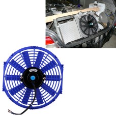 12V 80W 12 inch Car Cooling Fan High-power Modified Tank Fan Cooling Fan Powerful Auto Fan Mini Air Conditioner for Car(Blue)