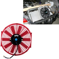 12V 80W 12 inch Car Cooling Fan High-power Modified Tank Fan Cooling Fan Powerful Auto Fan Mini Air Conditioner for Car(Red)