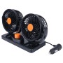 HUXIN HX-T303 6.5W 360 Degree Adjustable Rotation Two Head Low Noise Mini Electric Car Fan, DC12V