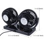 HUXIN HX-T303 6.5W 360 Degree Adjustable Rotation Two Head Low Noise Mini Electric Car Fan, DC12V