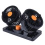 HUXIN HX-T304 10W 360 Degree Adjustable Rotation Two Head Low Noise Mini Electric Car Fan, DC 24V