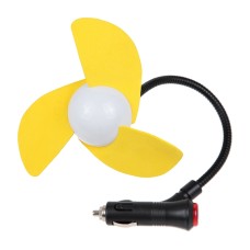 Mini Car Cigarette Lighter Powered 3-Blade Cooling Fan(Yellow)