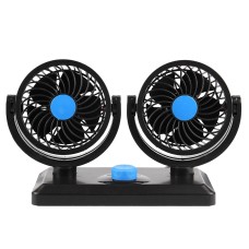 Car Fan Portable Mini Adjustable Car Double-Headed Electric Fan, Colour: Blue 12V Cigarette Lighter