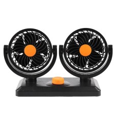 Car Fan Portable Mini Adjustable Car Double-Headed Electric Fan, Colour: Orange 24V Cigarette Lighter