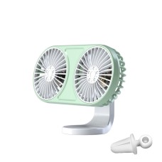 F211 Car Double Head With Led Electric Fan Car Air Outlet Instrument Panel USB Mini Fan(Green)