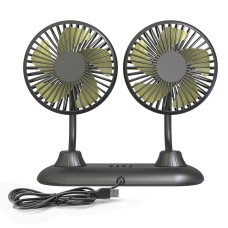 F503 Двойной головной шланг USB-автомобиль Mini Fan Home Car Двухцелевый многофункциональный вентилятор (черный)