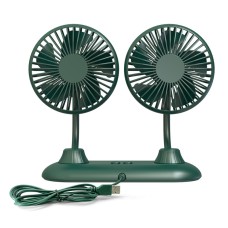 F503 Double Head Hose USB Car Mini Fan Home Car Dual-purpose Multi-function Fan(Green)