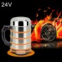 Universal DC 24V Stainless Steel Car Electric Kettle Heated Mug Heating Cup with Charger Cigarette Lighter for Car and Family, Capacity: 880ML