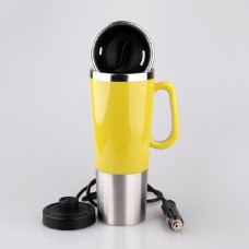 Electric Water Insulated Car Mug Travel Heating Cup Kettle, Capacity: 450ML, Voltage:12V(Yellow)