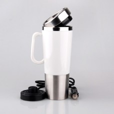 Electric Water Insulated Car Mug Travel Heating Cup Kettle, Capacity: 450ML, Voltage:12V(White)