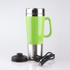 Electric Water Insulated Car Mug Travel Heating Cup Kettle, Capacity: 450ML, Voltage:24V(Green)