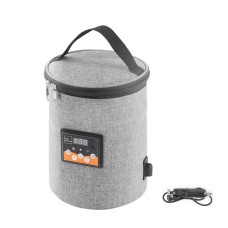 Car Outdoor Bottle Wipes Food Heating Warm Bag Temperature Adjustable Bottle Warmer(Round Gray)