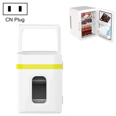 10L Mini Refrigerator Car Home Dual-use Small Dormitory Refrigerator, CN Plug(White Yellow)