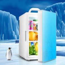 Cabinet Type Car Home Dual-purpose 16-liter Hot and Cold Small Refrigerator, Style:Single-core Blue Door(CN Plug)