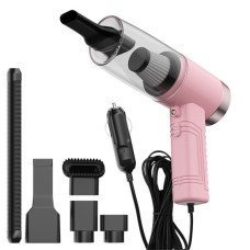 Car Three-in-one Vacuum Cleaner 120W Wet and Dry Dual-use Strong Suction with Aromatherapy Lamp Vacuum Cleaner(Pink)