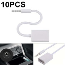 10 шт. Аудио кабеля AUX Aux Aux Aux Aux Aux до USB CAR 3,5 мм кабель (белый)