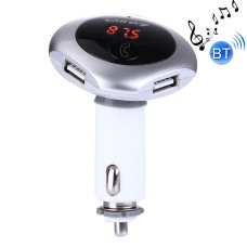 Car Q7 Moving Head Dual USB Charger Car Bluetooth FM Transmitter Kit, Support LCD Display / TF Card Music Play / Hands-free(Silver)