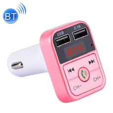 B2 Dual USB-зарядка Bluetooth FM-передатчик MP3 Музыкальный набор для автомобилей, поддержка без рук и TF Card и U Disk (Pink)