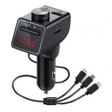 Q18s Multifunctional Car Dual USB -зарядное устройство MP3 Музыкальный игрок Bluetooth FM -передатчик с 3 в 1 кабель (черный)