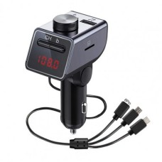 Q18S Multifunctional Car Dual USB Charger MP3 Music Player Bluetooth FM Transmitter with 3 in 1 Cable(Grey)