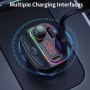 C14 Multifunctional Car Dual QC3.0+PD18W USB Charger Bluetooth FM Transmitter with Atmosphere Light