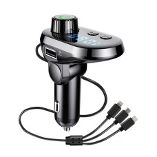 Q15 Многофункциональный автомобильный двойной USB 3.1A Зарядное устройство MP3 Музыкальный игрок Bluetooth FM -передатчик с 3 в 1 кабель (черный)
