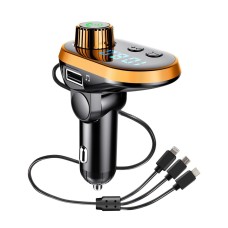 Q15 Multifunctional Car Dual USB 3.1A Charger MP3 Music Player Bluetooth FM Transmitter with 3 in 1 Cable (Orange)