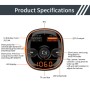 BC52 QC3.0 Fast Charging Car Colorful Atmosphere Light Bluetooth MP3 Player FM Transmitter