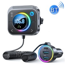 JOYROOM JR-CL18 Multi-port Car Wireless FM Transmitter with Coiled Cable(Black)