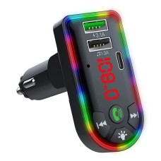 Автомобиль F7 MP3 -плеер 12 В красочный дыхательный свет QC3.1 Беспроводная двойная порт быстро зарядка PD