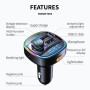 C22 Car Bluetooth 5.0 FM Transmitter LED Light Voltage Display QC 3.0 PD Charger