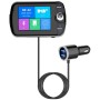 DAB004 Color Screen Car Quick Charge DAB Digital Broadcast Receiver Plug Card MP3 Bluetooth Hands-Free FM Transmission(Black)