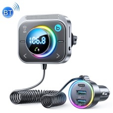 Joyroom JR-CL18 Car Charger Vehicle Bluetooth Transmitter Comes With Spring Line(Silver)