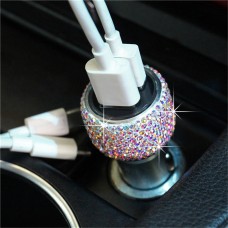 Car Diamond Aluminium Alloy QC3.0 Dual USB Quick Charger(Colour)