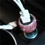 Автомобильная бриллиантовая алюминиевая сплава QC3.0 Двойное USB Quick Charger (Pink)