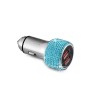 Car Diamond Aluminium Alloy QC3.0 Dual USB Quick Charger(Lake Blue)