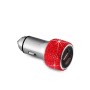 Car Diamond Aluminium Alloy QC3.0 Dual USB Quick Charger(Red)