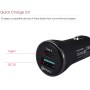 YAOMAISI Y-01 5V 3A Output QC3.0 + Type-C Dual Ports Smart Car Charger, For iPad, iPhone, Galaxy, Huawei, Xiaomi, LG, HTC and Other Smart Phones, Rechargeable Devices(Black)