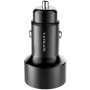 YAOMAISI Y-03 5V 2.1A Output Aluminium Alloy Dual USB Ports Smart Car Charger with Voltage Display & Cigar Lighter, For iPad, iPhone, Galaxy, Huawei, Xiaomi, LG, HTC and Other Smart Phones, Rechargeable Devices(Black)