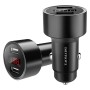 YAOMAISI Y-03 5V 2.1A Output Aluminium Alloy Dual USB Ports Smart Car Charger with Voltage Display & Cigar Lighter, For iPad, iPhone, Galaxy, Huawei, Xiaomi, LG, HTC and Other Smart Phones, Rechargeable Devices(Black)