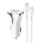 hoco Z31 18W 3.4A Portable QC3.0 Dual USB Car Charger with 8 Pin Charging Cable (White)