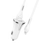 hoco Z31 18W 3.4A Portable QC3.0 Dual USB Car Charger with 8 Pin Charging Cable (White)