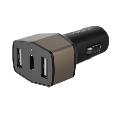 Nillkin 5V 3.4a / 5V 3a Dual USB + USB-C / Type-C Три порта Smart Car Зарядное устройство со светодиодным индикатором (золото)