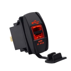 Car Waterproof Dual USB Charger DC12-24V 3.1A, with LED Indicator Light(Red Light)