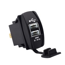 Car Waterproof Dual USB Charger DC12-24V 3.1A, with LED Indicator Light(White Light)